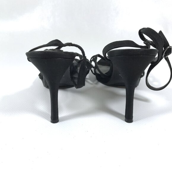 💕SALE Jacqueline Ferrar Black Satin Heels 8.5 - Picture 7 of 13